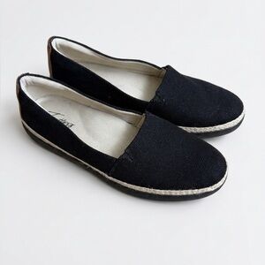 Trotters Women's Estee Black Canvas Espadrille Loafers Flats Size 10M Slip on